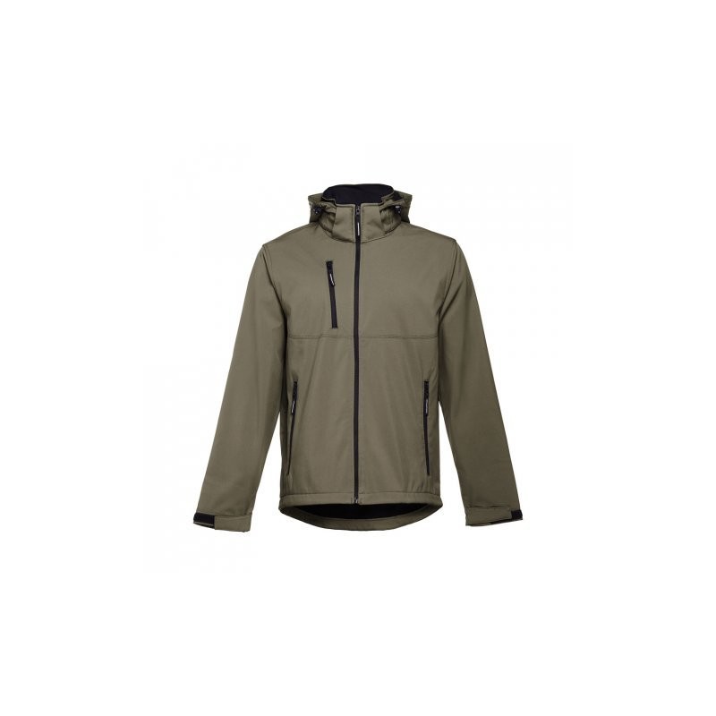 THC ZAGREB. Chaqueta softshell para hombre, con capucha removible