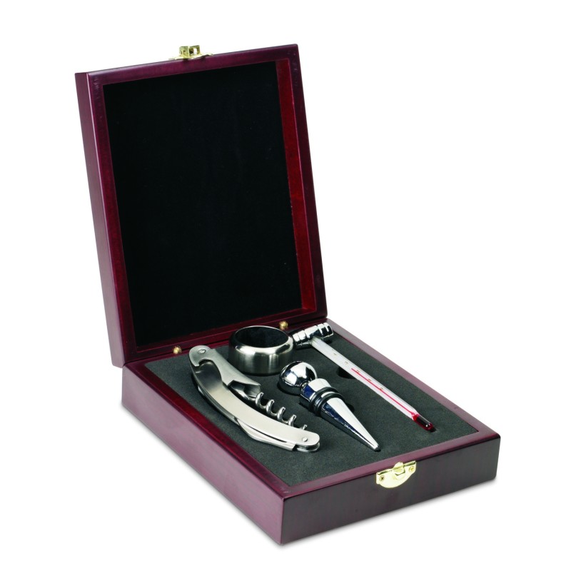 Set de vino en caja de madera Premium