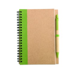 Libreta de papel reciclado con bolígrafo Sonora Plus