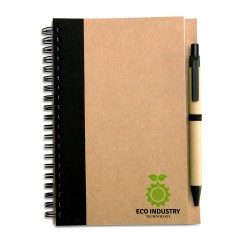 Libreta de papel reciclado con bolígrafo Sonora Plus