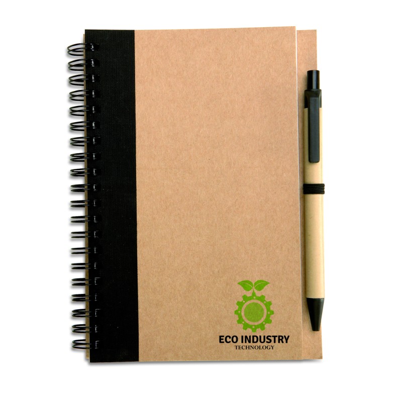 Libreta de papel reciclado con bolígrafo Sonora Plus
