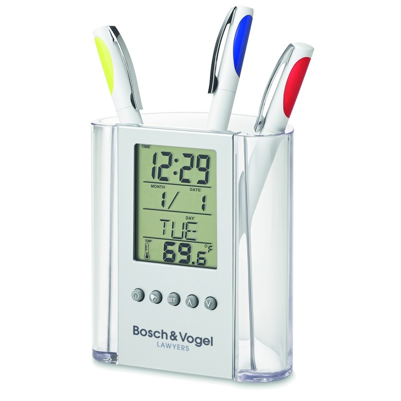 Portalápices con calendario y reloj Prodigy