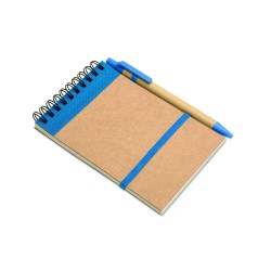 Libreta A6 de papel reciclado con bolígrafo Sonora