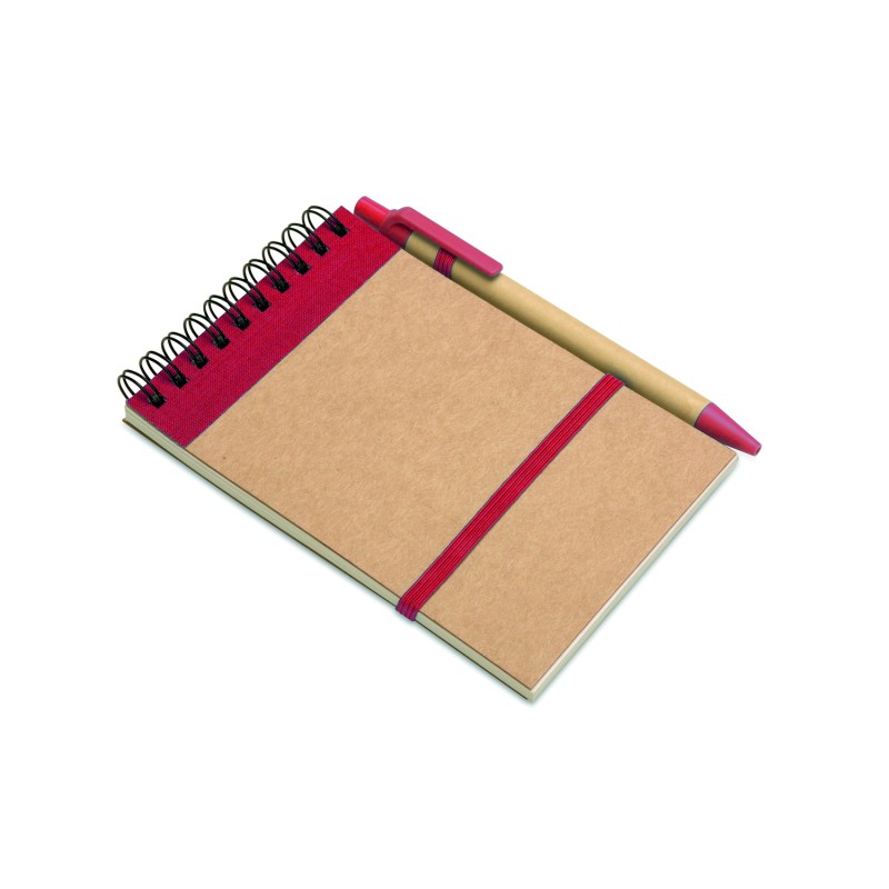 Libreta A6 de papel reciclado con bolígrafo Sonora