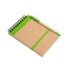 Libreta A6 de papel reciclado con bolígrafo Sonora