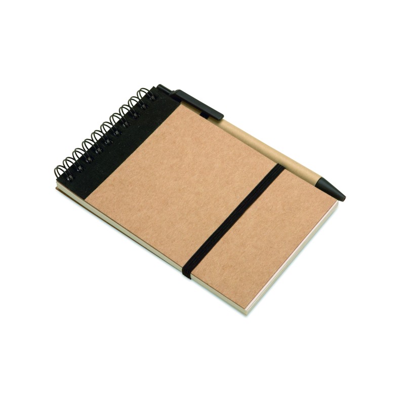 Libreta A6 de papel reciclado con bolígrafo Sonora