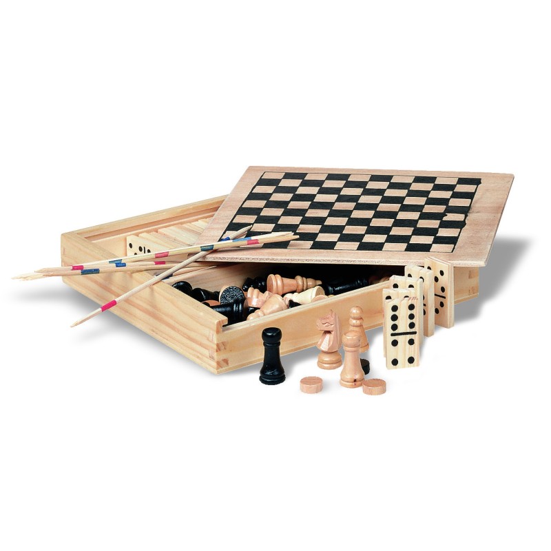Set de 4 juegos en caja de madera Trikes