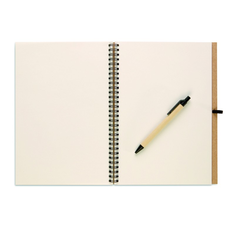 Libreta de papel reciclado con bolígrafo Bloquero Plus