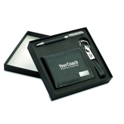 Set de bolígrafo, llavero y cartera Eleganci