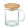 Taza de vidrio reciclado con tapa de bambú Celestial 300 ml