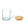 Taza de vidrio reciclado con tapa de bambú Celestial 300 ml