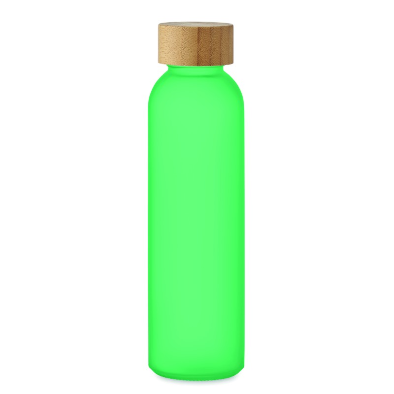 Botella de vidrio esmerilado con tapa de bambú Abe 500 ml