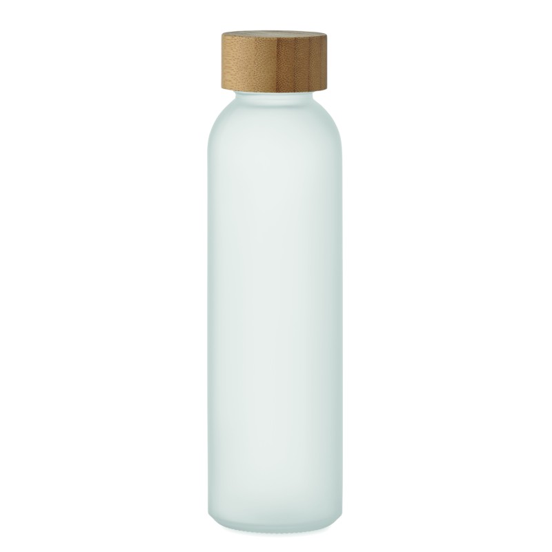 Botella de vidrio esmerilado con tapa de bambú Abe 500 ml