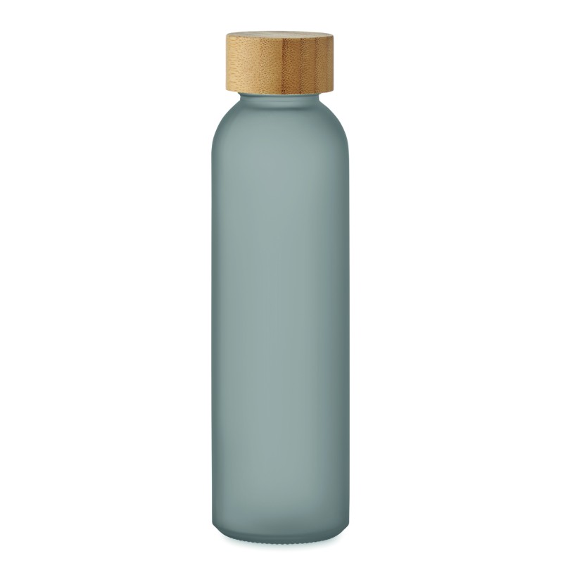Botella de vidrio esmerilado con tapa de bambú Abe 500 ml