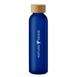 Botella de vidrio esmerilado con tapa de bambú Abe 500 ml