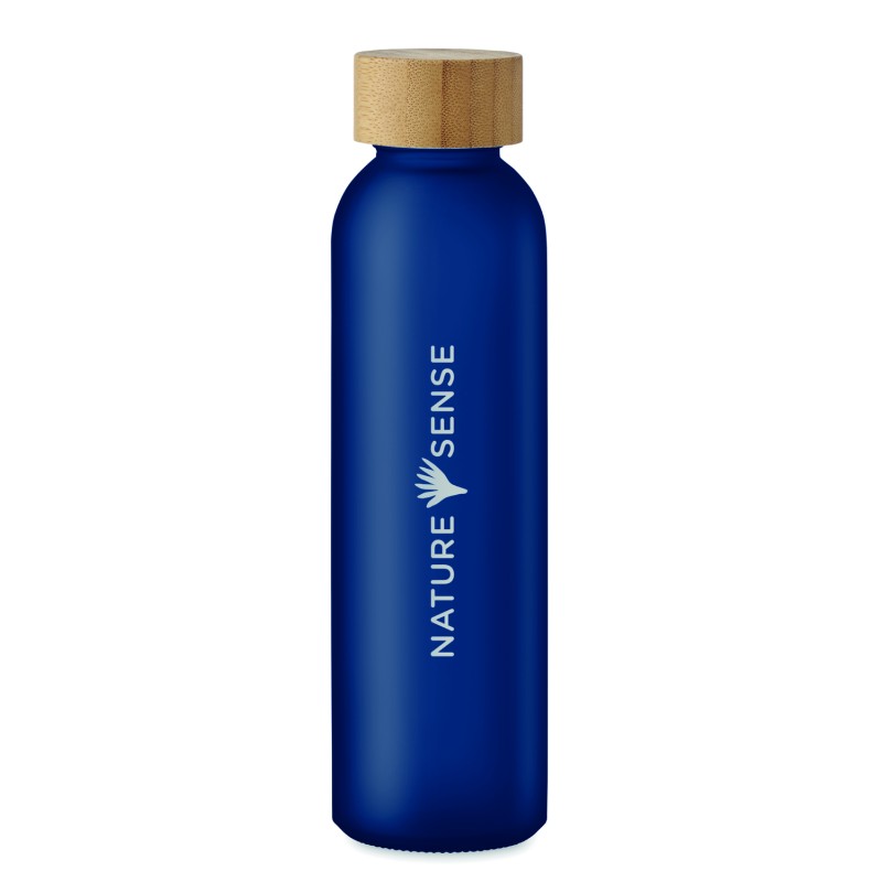 Botella de vidrio esmerilado con tapa de bambú Abe 500 ml