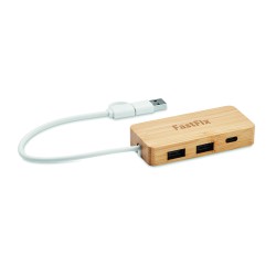Hub USB de 3 puertos de bambú Hubbam