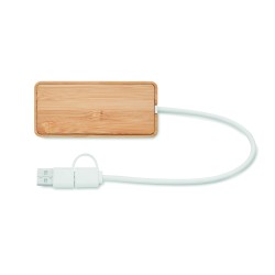 Hub USB de 3 puertos de bambú Hubbam