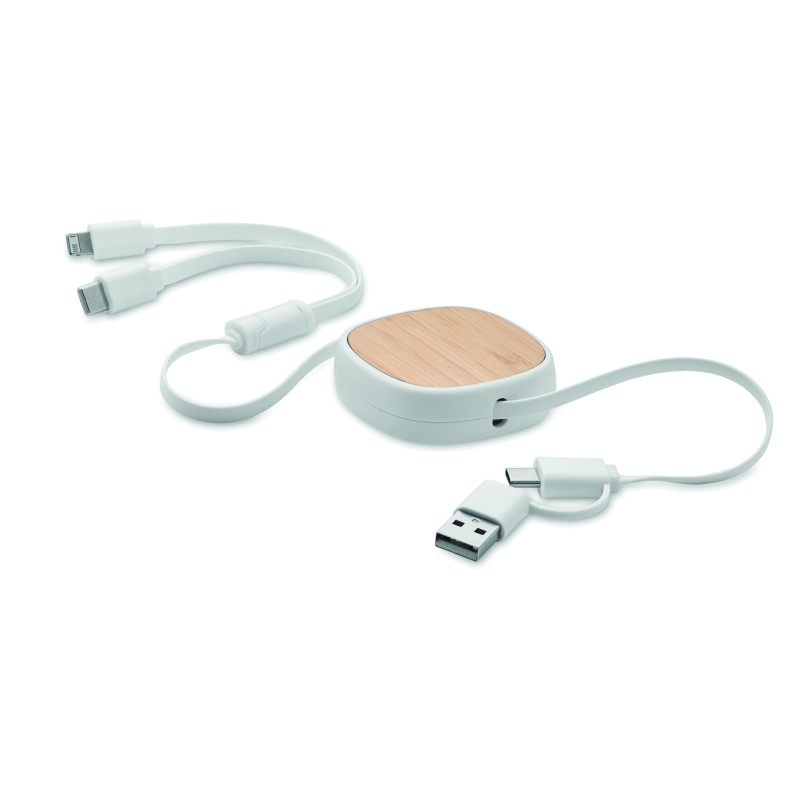 Cable de carga retráctil con bambú Togobam