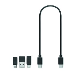 Set de cables de carga 3 en 1 en caja de madera Versa
