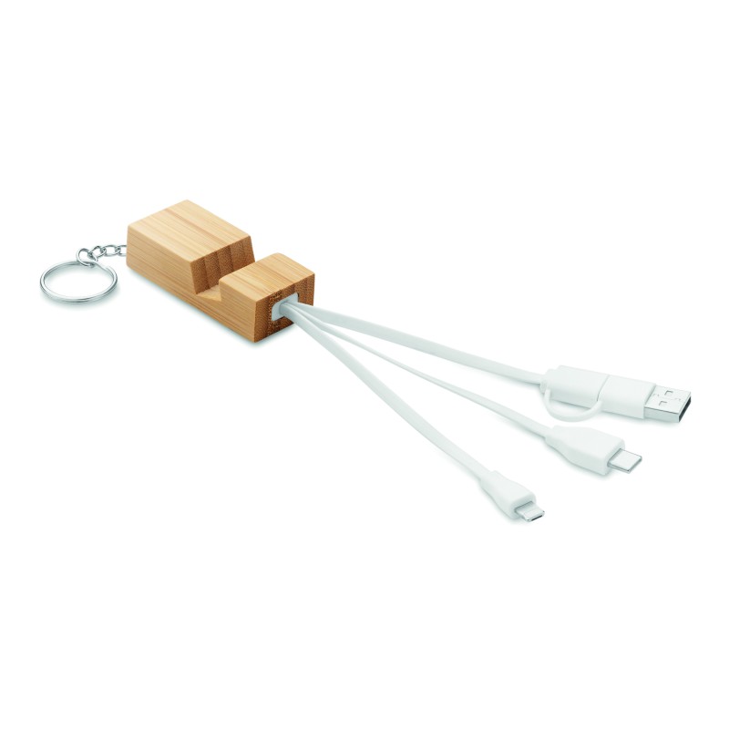 Llavero de bambú con cable de carga Clauerc