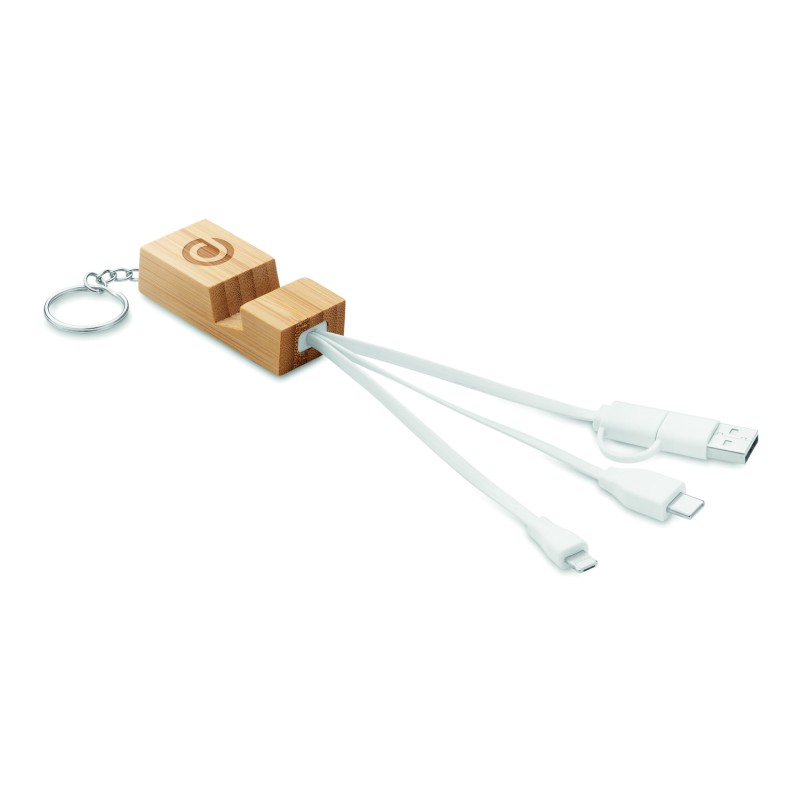 Llavero de bambú con cable de carga Clauerc