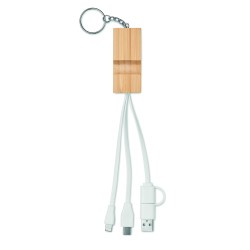Llavero de bambú con cable de carga Clauerc