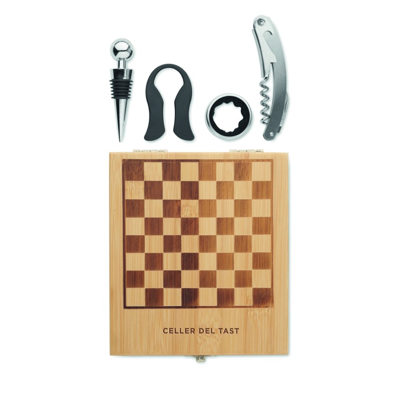 Set de vino con tablero de ajedrez Chesset