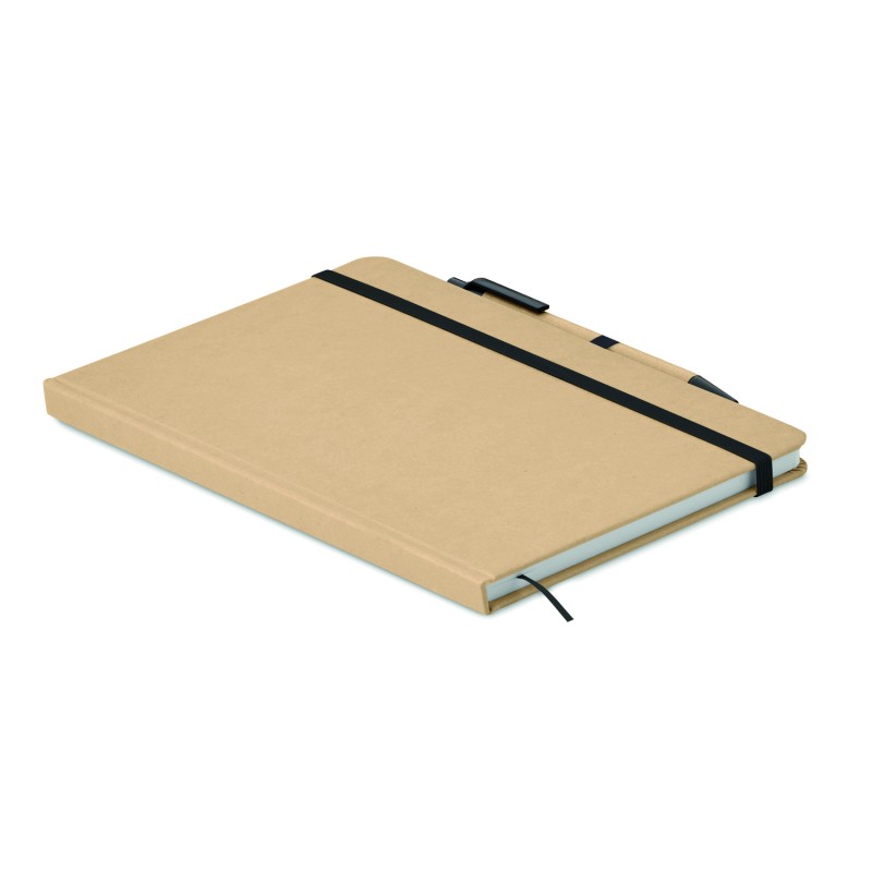Libreta A5 de cartón reciclado con bolígrafo Caratil