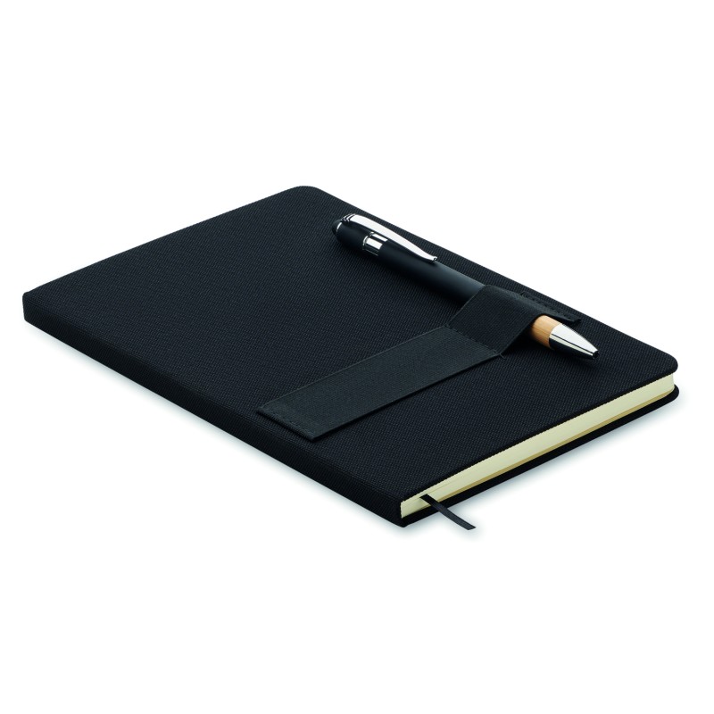Libreta A5 de RPET con bolígrafo Nota