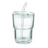 Vaso de cristal con tapa y pajita Sip 300 ml