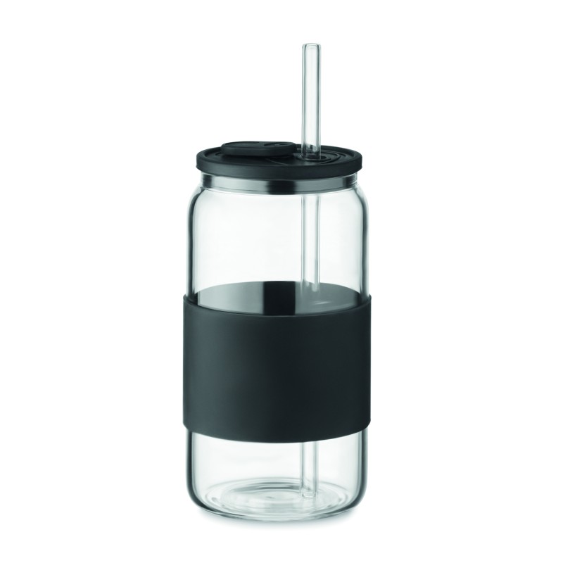 Vaso de borosilicato con pajita Borosip 550 ml