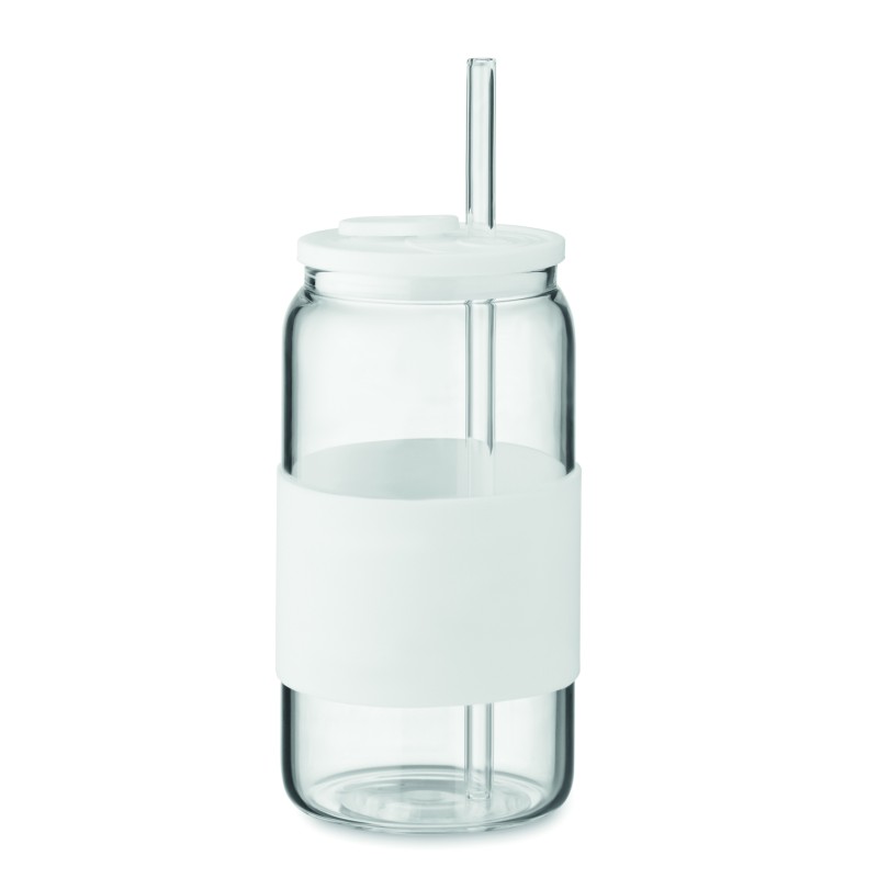 Vaso de borosilicato con pajita Borosip 550 ml