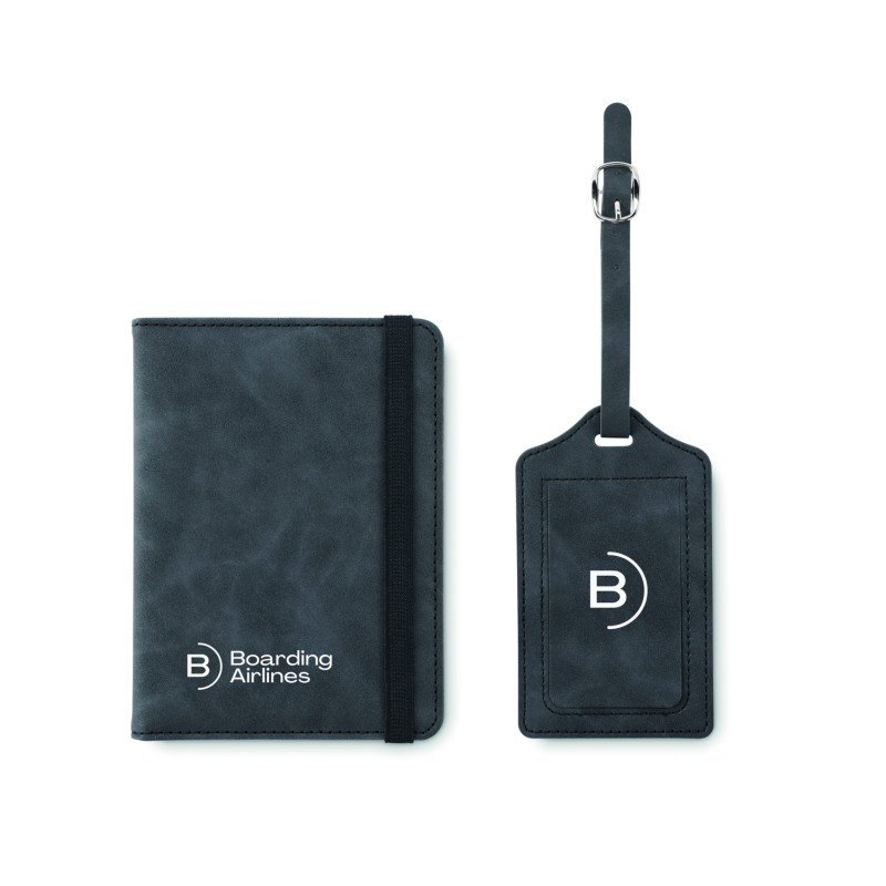 Set de porta pasaporte e identificador de maleta Jettag