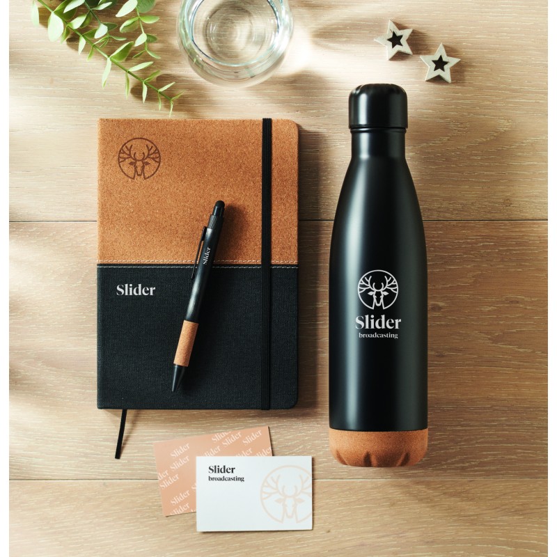 Set de regalo con botella, libreta y bolígrafo Cadeau