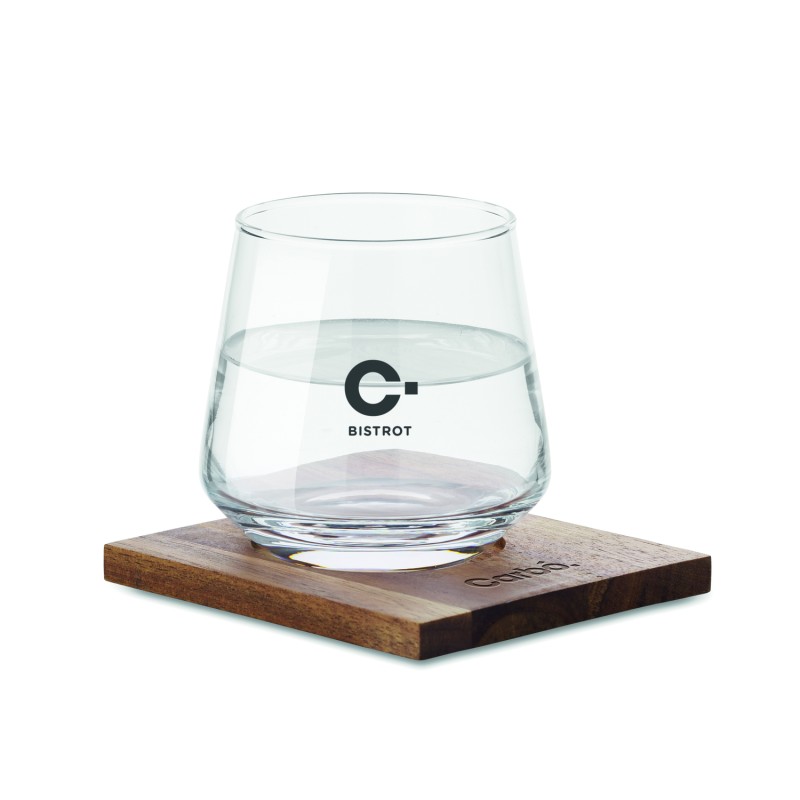 Set de vaso de whisky con posavasos Drinks 200 ml