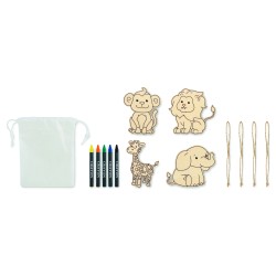 Set de pintura infantil con colgadores de madera Thezoo
