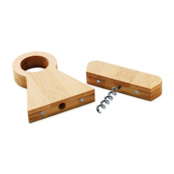 Soporte para botella con sacacorchos de bambú Standturn
