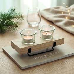 Portavelas con soporte de madera Irondle