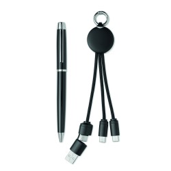 Set de bolígrafo y llavero con cable de carga Intwos