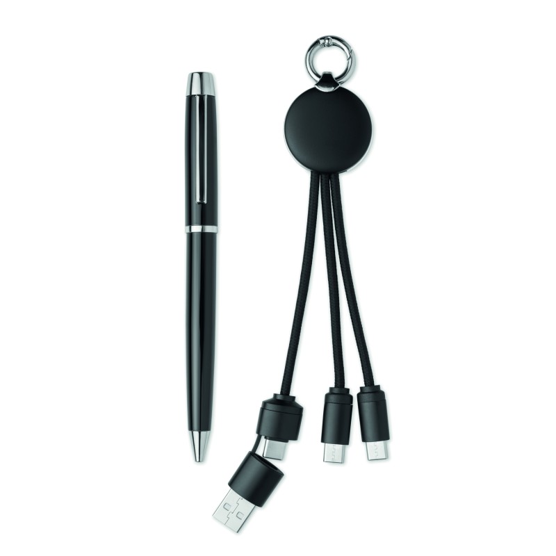 Set de bolígrafo y llavero con cable de carga Intwos