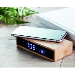 Cargador inalámbrico de bambú con reloj Moro