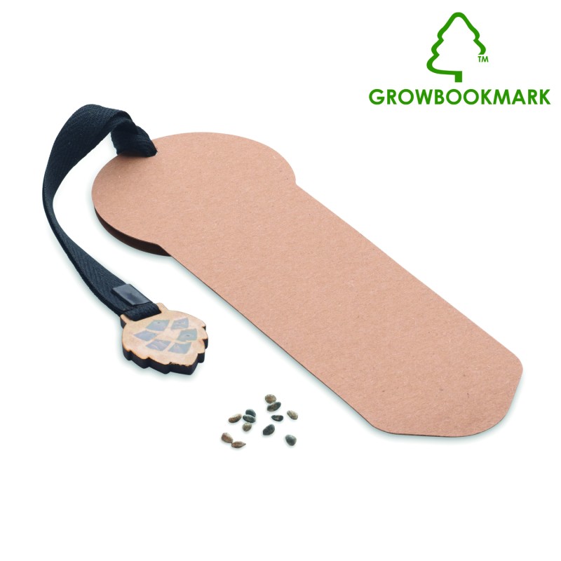 Marcapáginas con semillas de pino Growbookmark