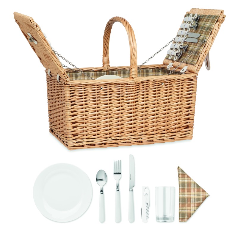 Cesta de picnic de mimbre para 4 personas Mimbre Plus