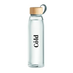 Botella de cristal con tapa de bambú Fjord White 500 ml