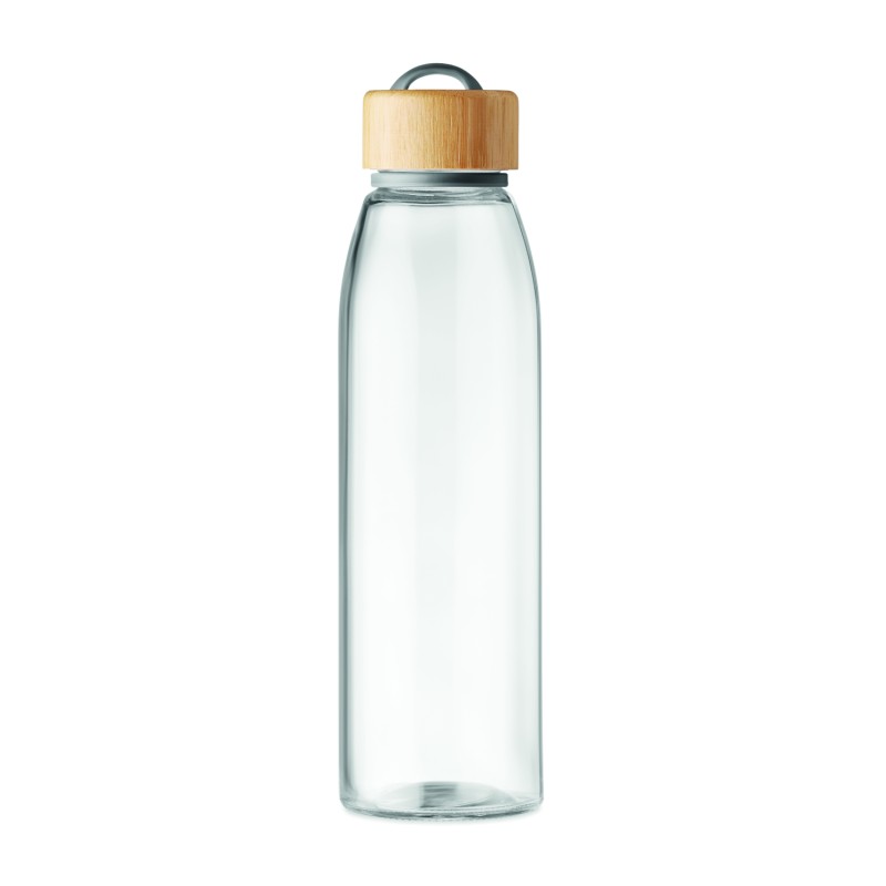 Botella de cristal con tapa de bambú Fjord White 500 ml