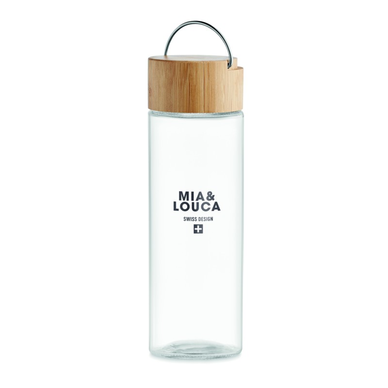 Botella de cristal con tapa de bambú Ameland 500 ml