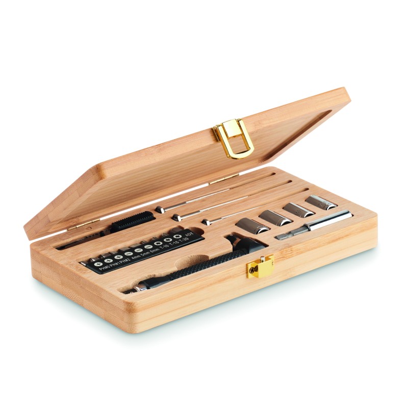 Set de herramientas de 21 piezas en estuche de bambú Gallaway