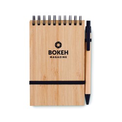 Libreta A6 de bambú con bolígrafo Sonorabam