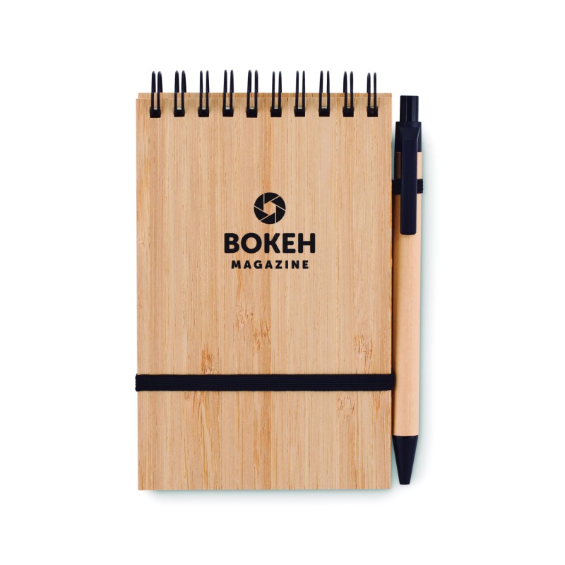 Libreta A6 de bambú con bolígrafo Sonorabam